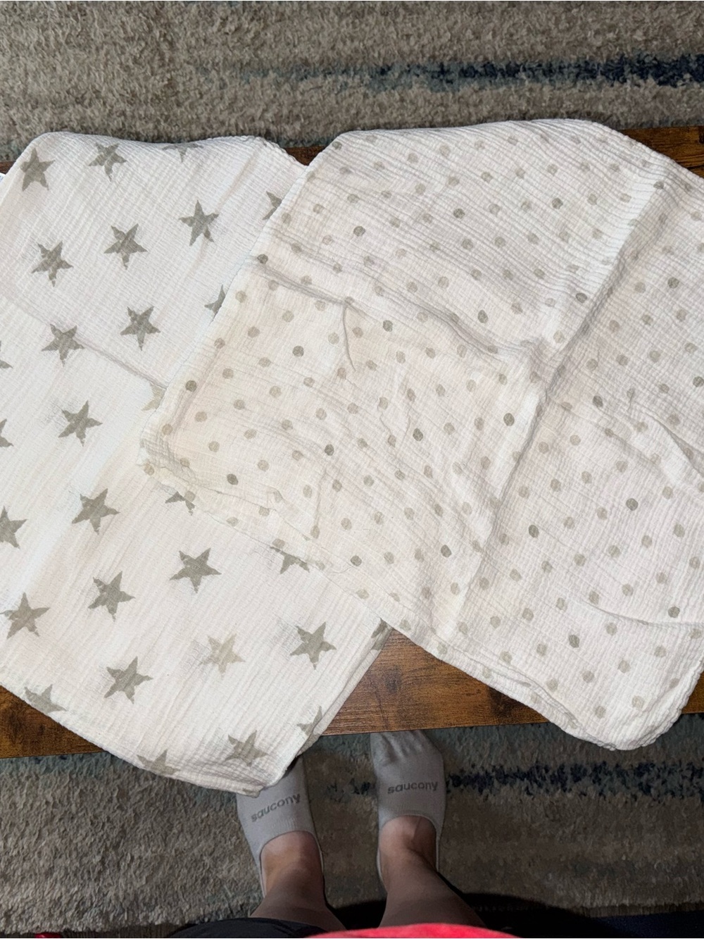 aden + anais White Muslin Swaddle with Gray Star Print
